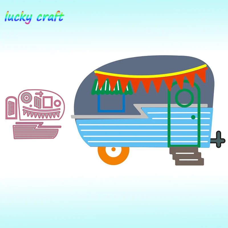 

Luck YCraft Camping car Combination Metal Cutting Dies for DIY Scrapbooking Embossing Paper Cards Making Crafts Dies Cut 2019
