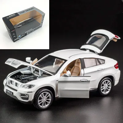 KIDAMI 1:32 сплава отступить литья под давлением X6 модель автомобиля со звуком светильник, для мальчиков коллекция игрушка в подарок для детей мальчиков игрушечные машинки siku - Цвет: White-Box