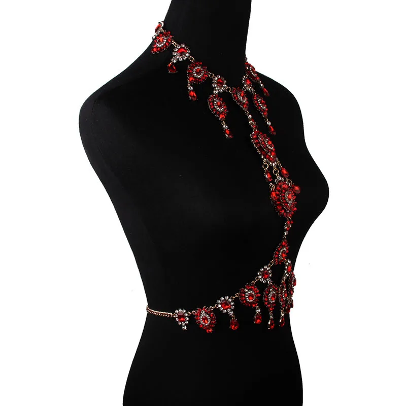 MYDANER, Женская винтажная металлическая цепочка, бодичейн, ювелирное изделие, гипербола, роскошные хрустальные стразы, массивное ожерелье, ювелирное изделие