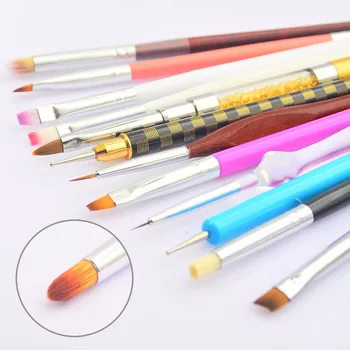 

YWK 1 PC UV Gel Acrylic Nail Art Brush Painting Drawing Fan Flower Line Builder Design Nail Art French Manicure DIY Pen Tool