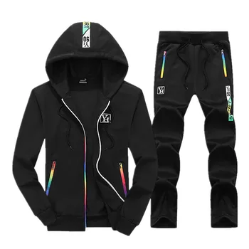 

Fashion tracksuit men Spring Autumn Sporting Hoodie sweatershirt jacket+joggers sweatpants Winter mens sweat suits 2 Pieces Sets