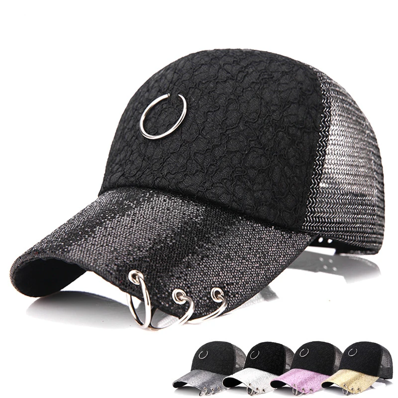 

New ladies summer lace stitching baseball cap Fashion iron ring cool baseball cap