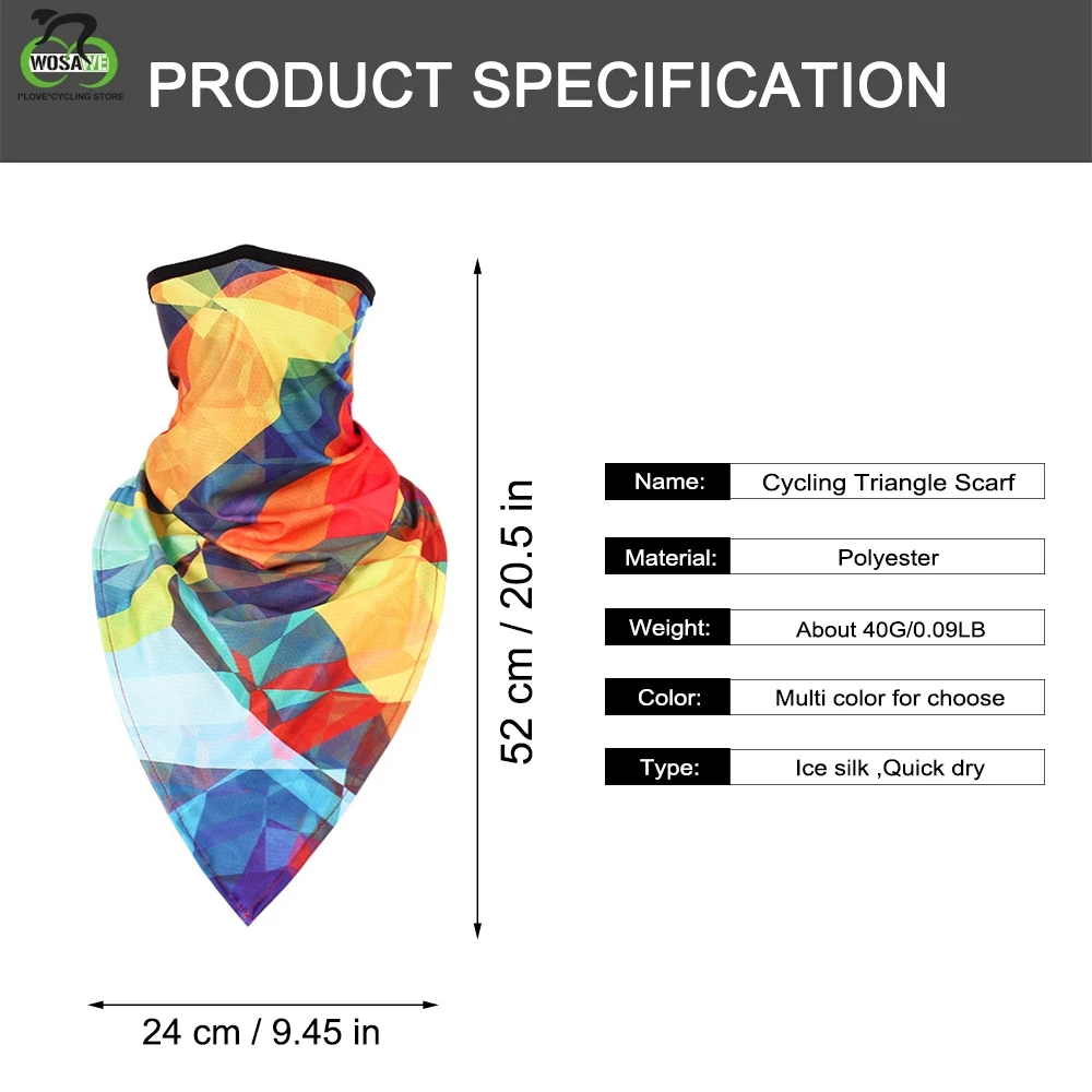 WOSAWE, велосипедная полумаска для лица, треугольная быстросохнущая велосипедная маска, Солнцезащитная маска для альпинизма, лыжной тренировки шеи, анти-УФ, спортивная защита