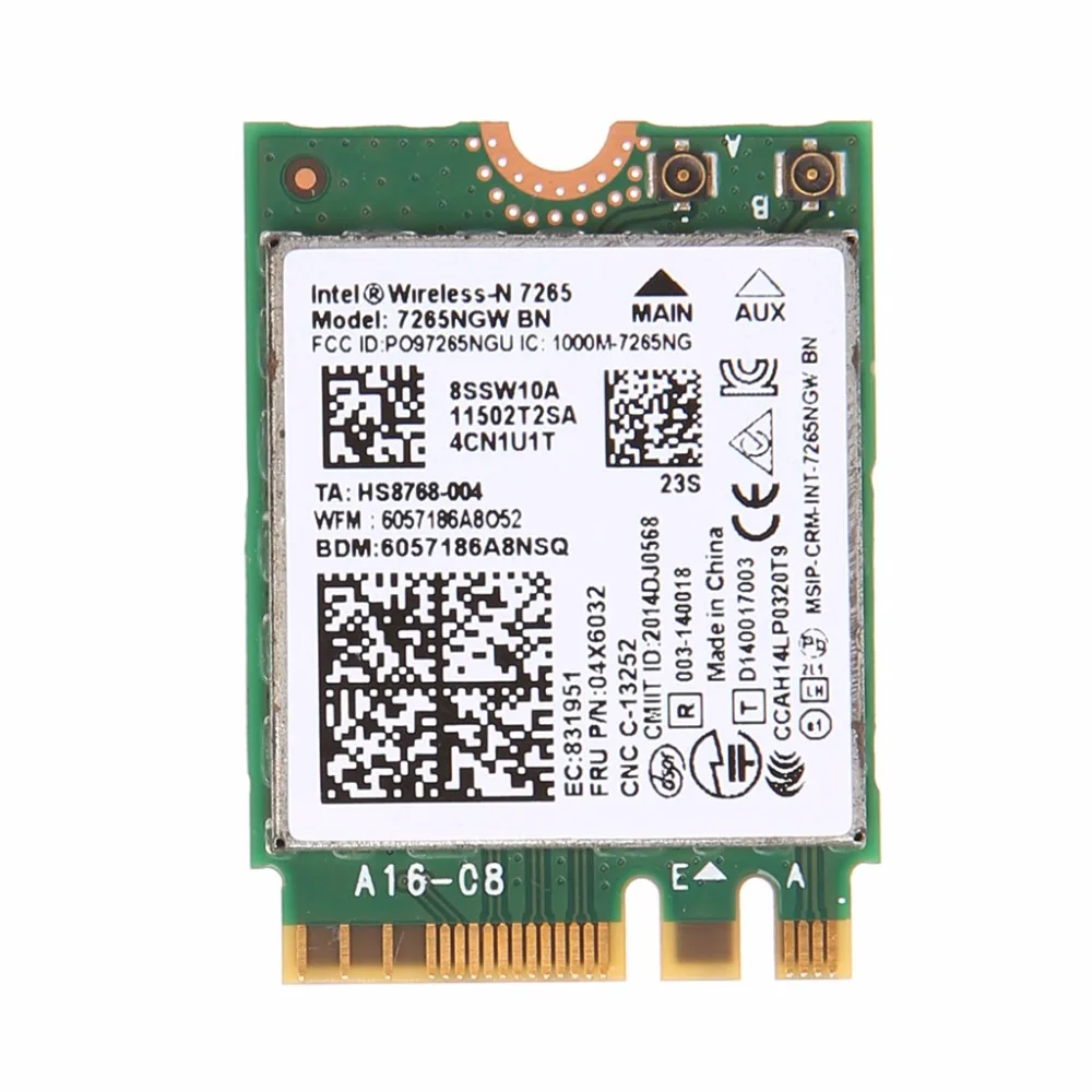 Для Intel Беспроводной-N 7265 7265NGW BN Dual Band 2x2 Wi-Fi Bluetooth 4,0 Wi-Fi карты для lenovo ThinkPad Беспроводной карты C26