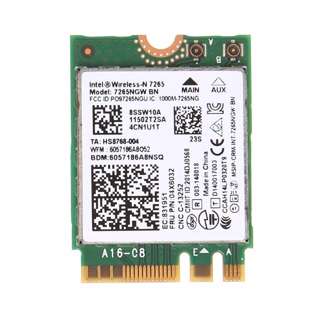 Для Intel Wireless-N 7265 7265NGW BN Двухдиапазонная 2x2 Wi-Fi Bluetooth 4 0 WiFi карта для Lenovo ThinkPad