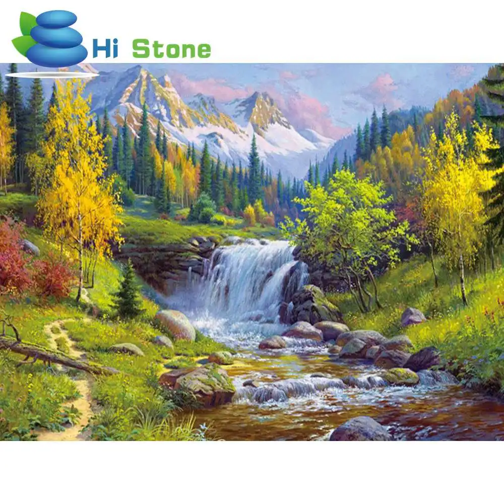 Beste Hi stone Volledige Ronde Boor 5D DIY Diamant Schilderen Landschap \