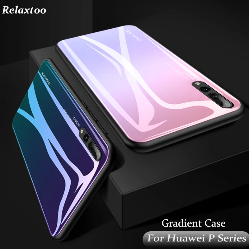 

Gradient Tempered Glass For Huawei P20 P30 P10 Lite Pro Plus Coque Capa Phone Case For Huawei P Smart Plus Fashion Luxury Shell
