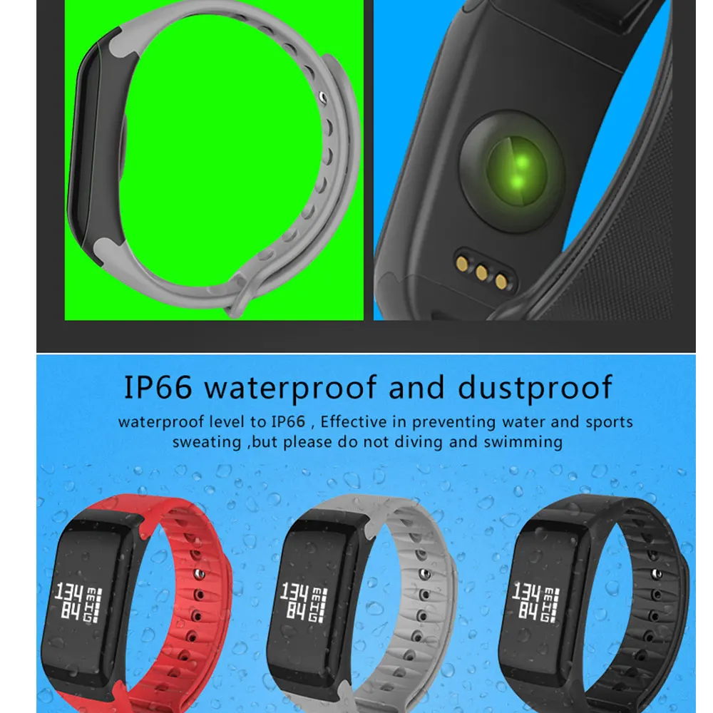 F1 Smartband Blood Pressure Watch Heart Rate Oxygen Monitor Smart Fitness Tracker Bracelet Step Pedometer Wristband vs mi | Электроника
