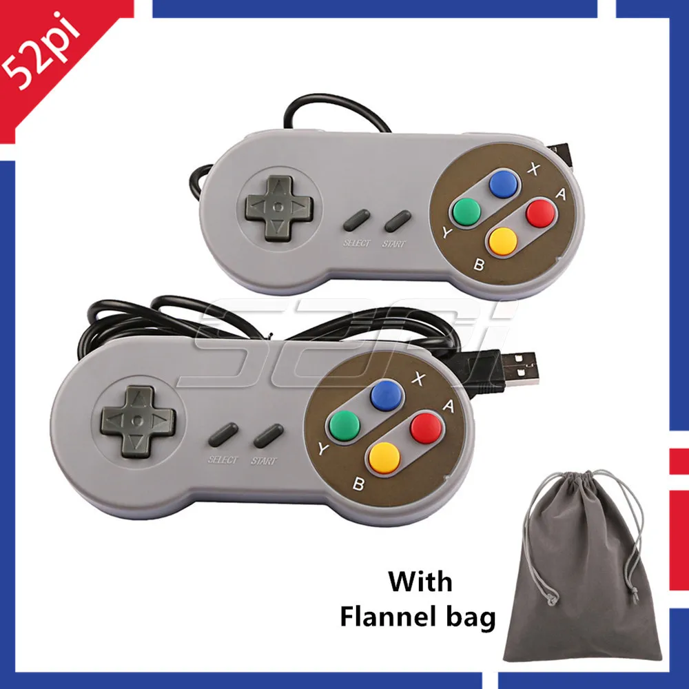52Pi 2 шт./лот Super SNES USB игровой контроллер джойстик с фланелевым чехлом для ПК Raspberry Pi