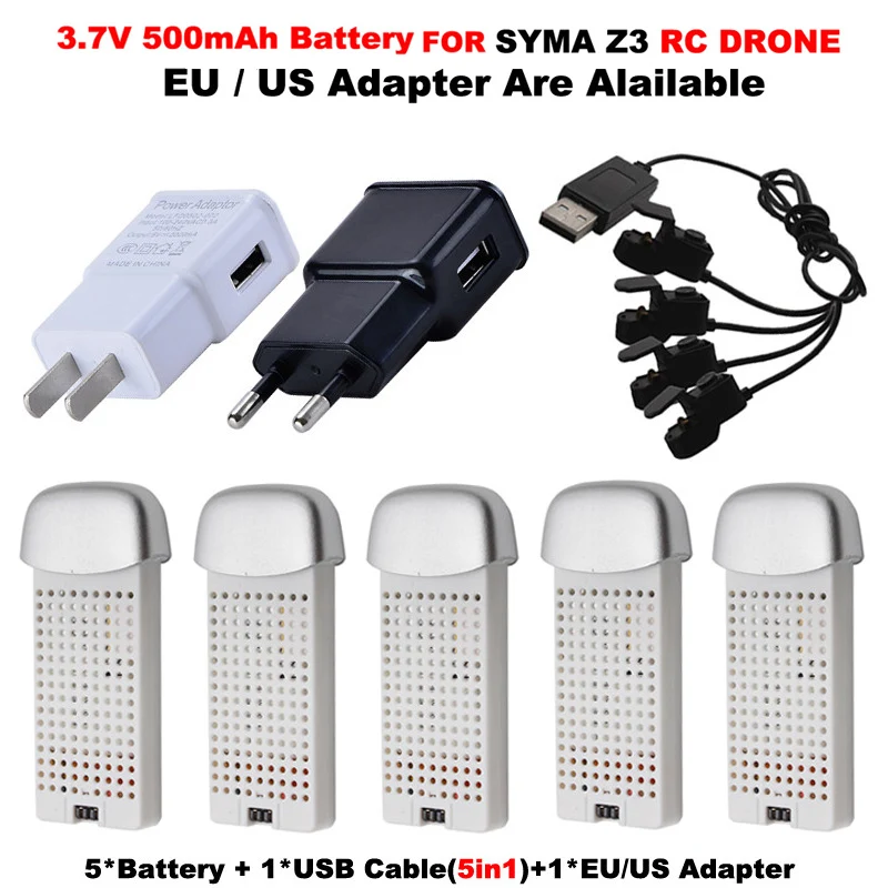 SYMA Z3 RC Дрон оригинальный аккумулятор 3 7 в 500 мАч 5 шт. батарея + 1USB кабель зарядного