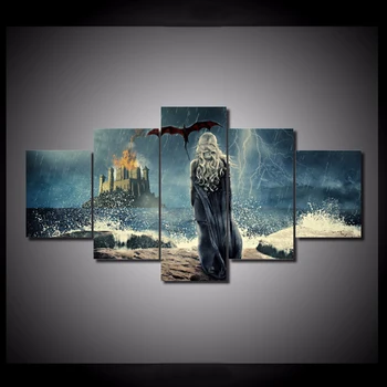 

5 Pieces/set Game of thrones daenerys Wall Art For Wall Decoration Picture Paint on Canvas Prints Painting for Living Room