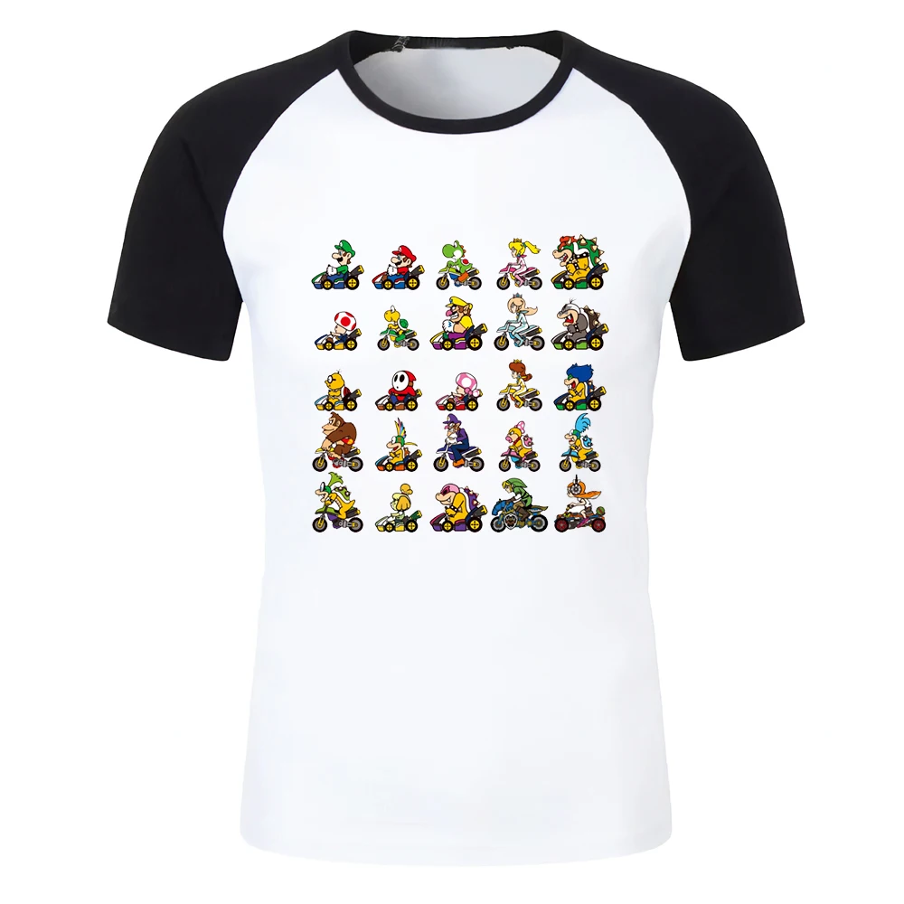 

Men's T Shirt Chibi Mario Kart Yoshi Luigi Bowser Artsy Awesome Artwork Printed Baseball Tee