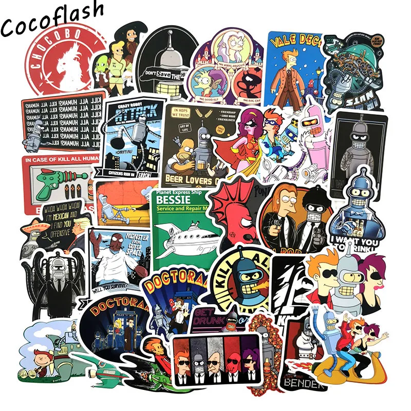 

74pcs/lot Futurama Anime Cartoon Adventure Sticker For Laptop Car Skateboards Luggage Cute Motorcycle Kids Toys Stickers