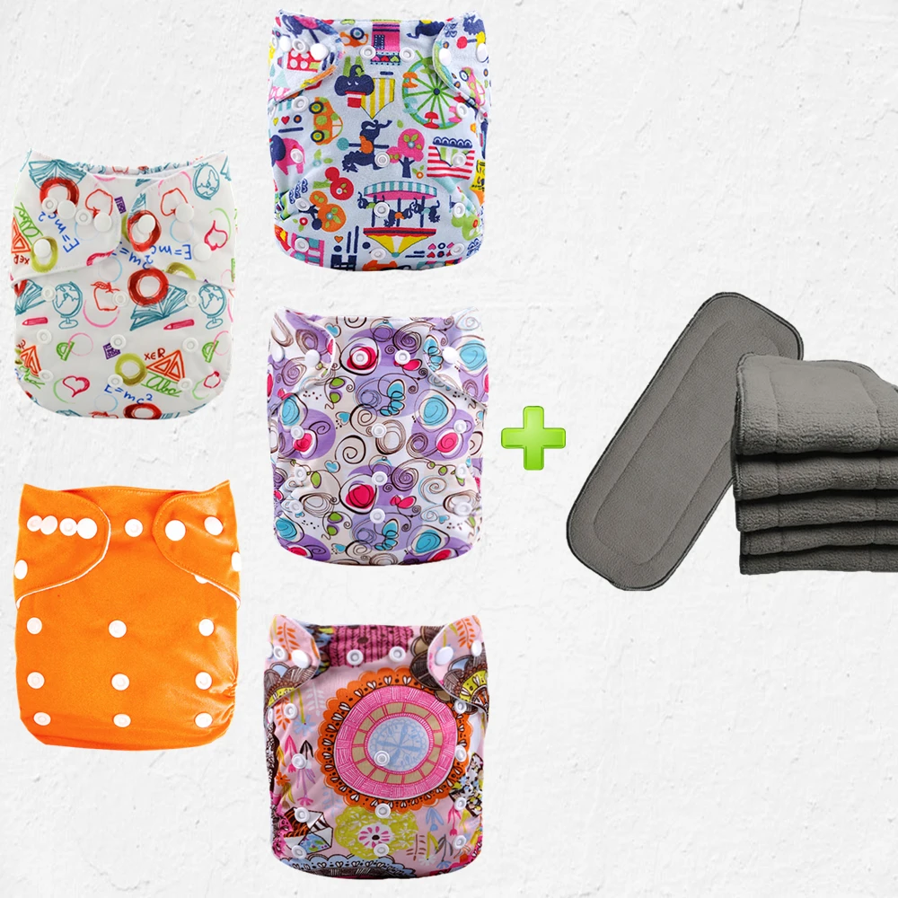 5pcs girl diapers pocket inserts baby changing pads cotton diapers