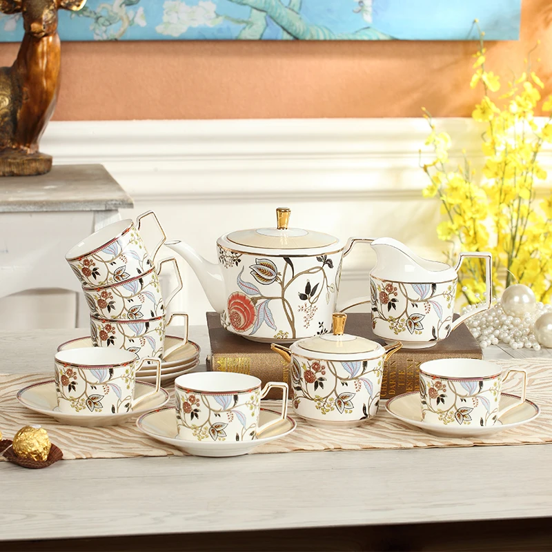15 pcs Fashion flower Coffee Cup Set quality bone china ceramic coffee cup and saucer afternoon Tea Set 15 pcs Fashion flower Coffee Cup Set quality bone china ceramic coffee cup and saucer afternoon Tea Set