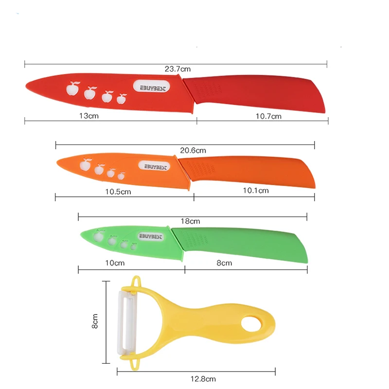 Кухонные ножи, керамические ножи, набор кухонных ножей " 4" "+ 6" зубчатый нож для хлеба, Овощечистка, циркониевый белый нож, набор кухонных ножей