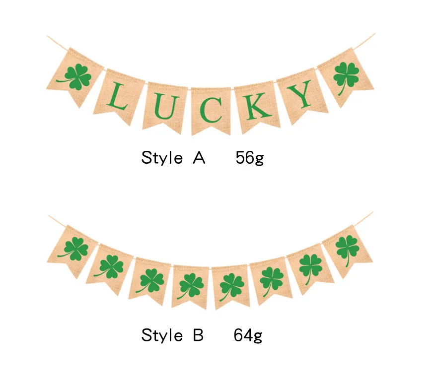 

Lucky Hessian Lace Flag pack of 6 Jute Pennant Birthday Wedding Party Bunting Banner