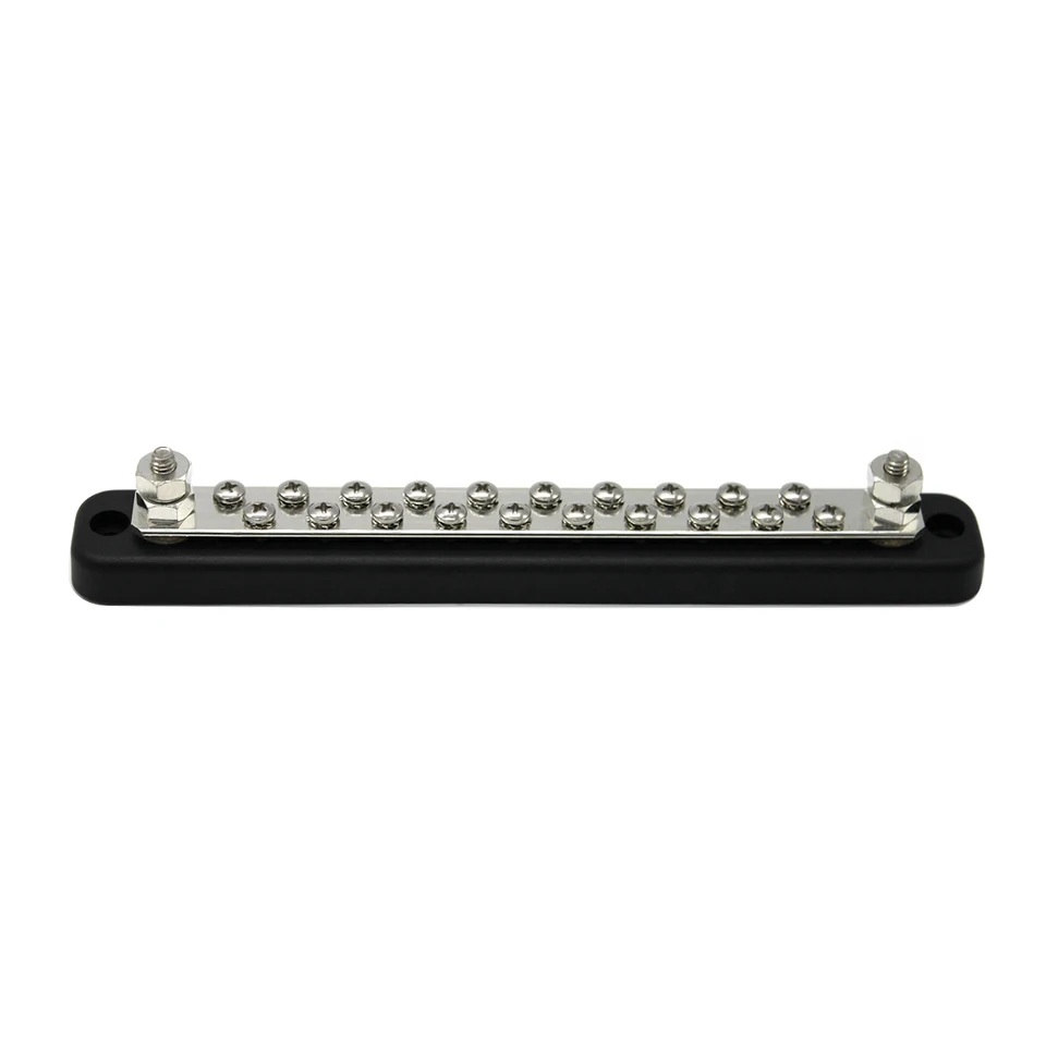 2 Studs 6 Terminal Bus Bar for Car Boat Marine Caravan RV New Ground Distribution 150A BusBar Block with Cover Power Distribution Terminal Block w// 6 M4 Screws