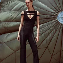 Высокое качество 1:1 ткань из искусственного шелка дамы HL повязки комбинезон Подиум мода комбинезон знаменитости спортивный комбинезон