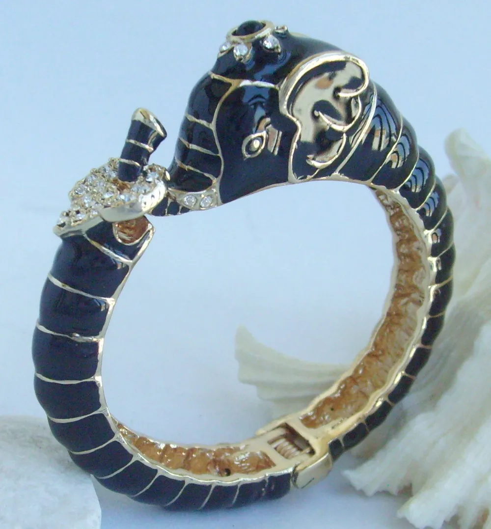 Buy Lovely Black Elephant Bracelet Bangle Cuff Clear