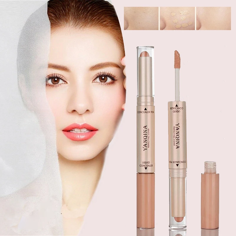 

2 in 1 Double Heads Foundation Cream Waterproof Cosmetic Concealer Pencil Professional Tools Makeup Liquid Lady Facial