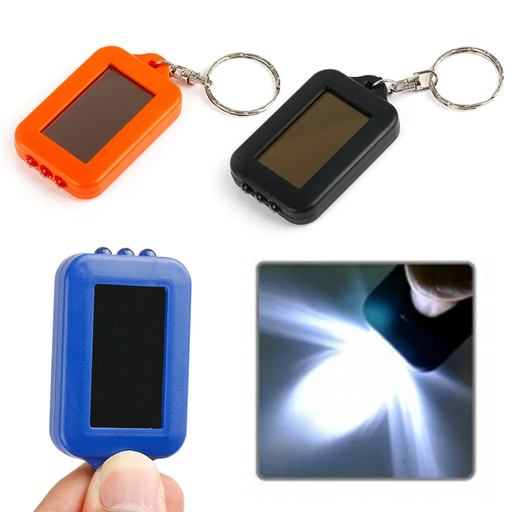 New Arrival Mini Portable Solar Power Rechargeable Flashlight 3 LED Solar Light Keychain Keyring