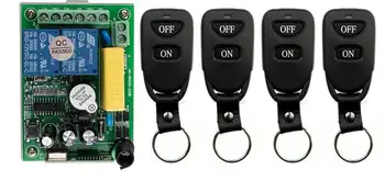

New AC220V 2CH 10A Remote Control Light Switch Relay Output Radio Receiver Module and 4 pcs Belt buckle Transmitter