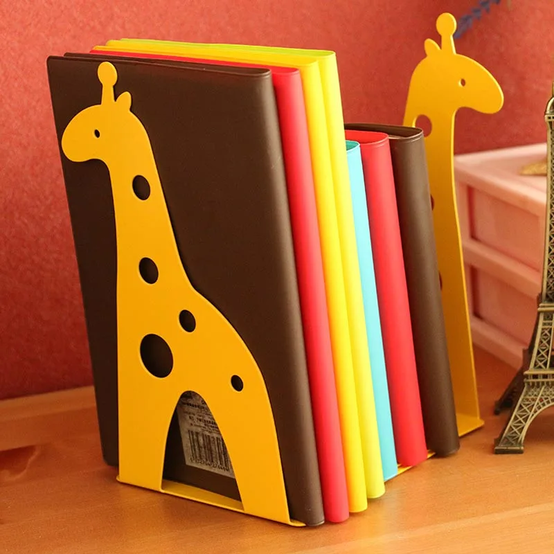 

2 PCS/PAIR European Cute Stationery Metal Bookend Cartoon Elephant Giraffe Bookends Creative Book Holder Desk Accessories 2015