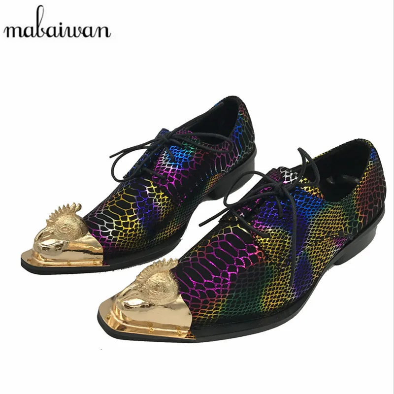 Handsome Colorful Leather Men Derby Shoes Wedding Dress Shoe Fashion