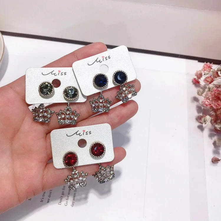 crown vintage earring 925 silver post Hypoallergenic fadeless fashion jewelry stud earrings for women girl gift