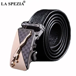 LA SPEZIA Automatic Buckle Belt Men Designer Real Cow Leather Belt Male Black Luxury Genuine Leather Business High Quality Belts LA SPEZIA Automatic Buckle Belt Men Designer Real Cow Leather Belt Male Black Luxury Genuine Leather Business High Quality Belts