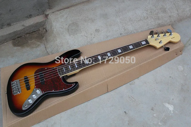 Free Shipping top quality factory custom 100 new 5 strings bass guitar Sunburst guitar jazz