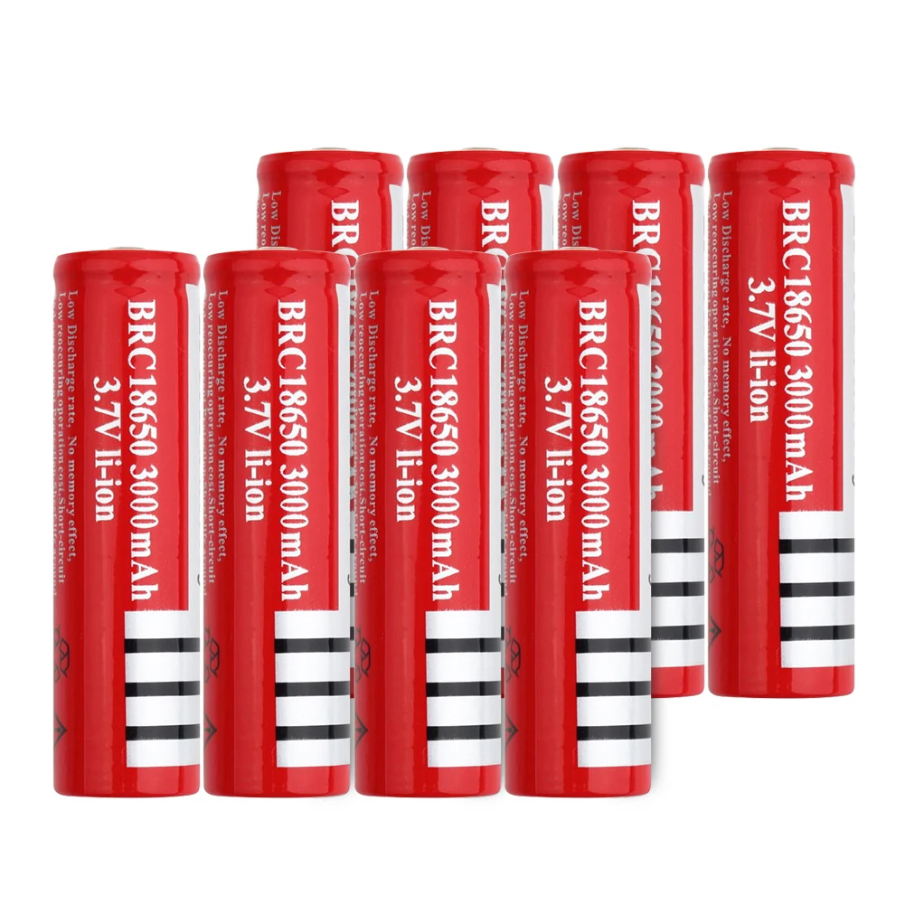 8 PCS Высокая емкость brc 18650 батарея 3,7 v 3000mah аккумуляторная батарея для DVD камеры рация фонарик - Цвет: 8 PCS
