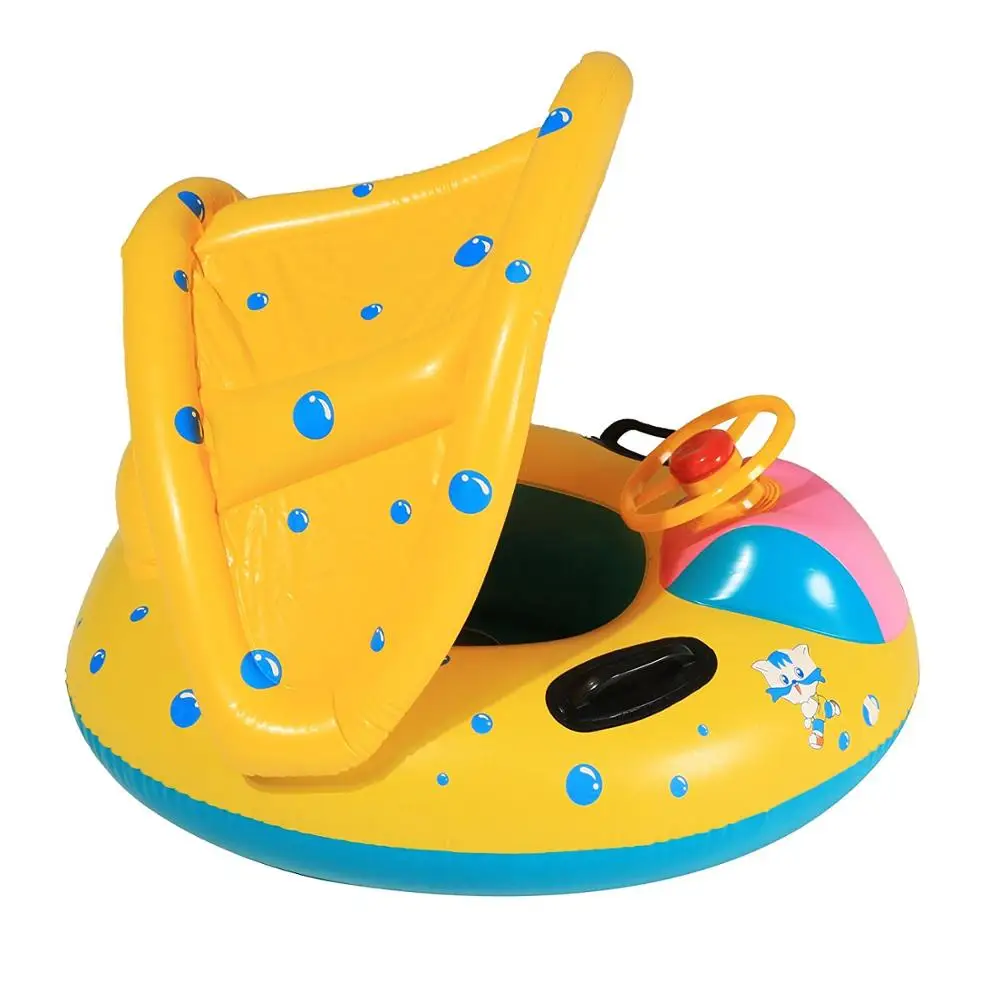 Детские надувные кольца для плавания, Игрушки для развития воды с солнцезащитным козырьком(1-3 лет - Цвет: with sunshade