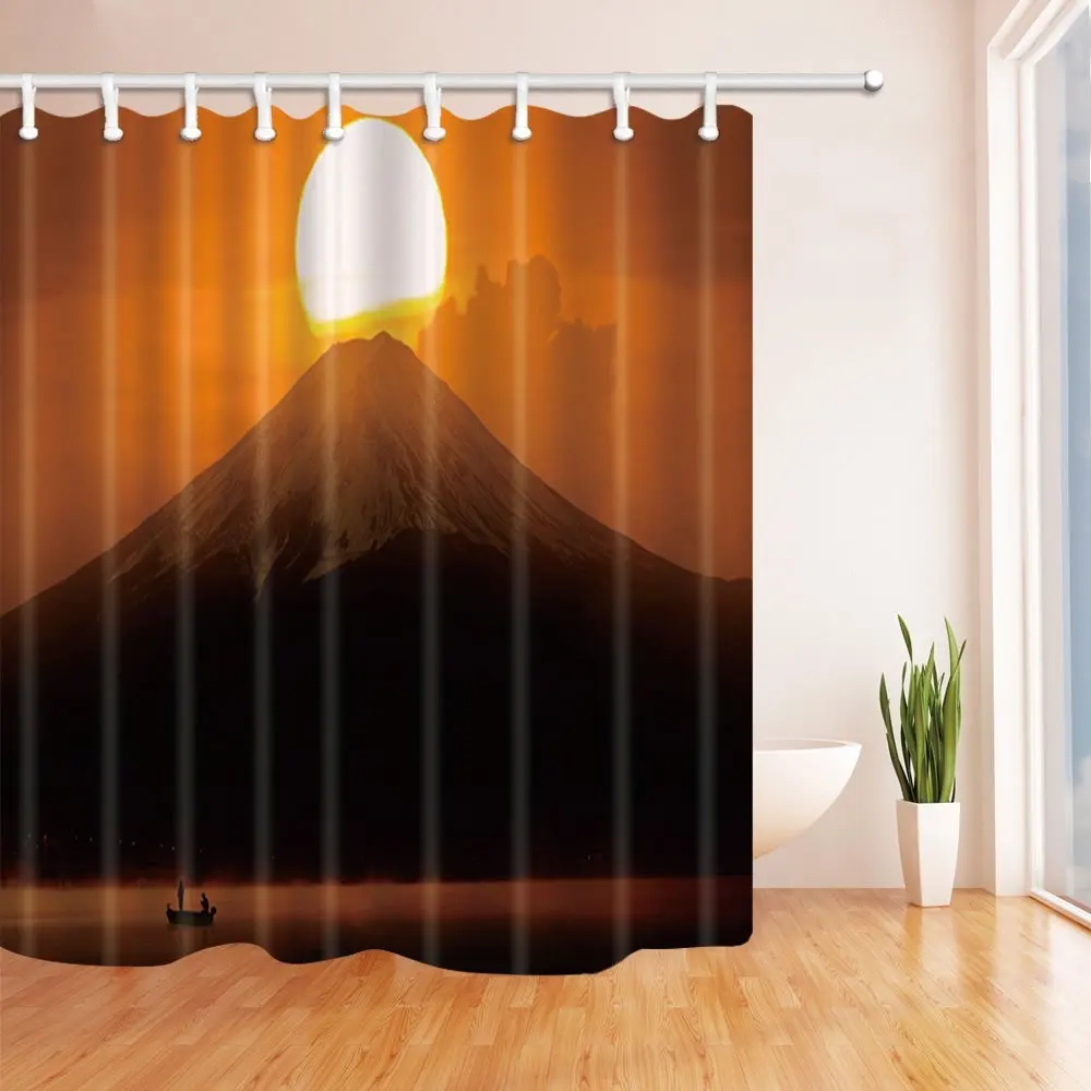 Mountain Decor, Snow Mountain under Sun Polyester Fabric Waterproof