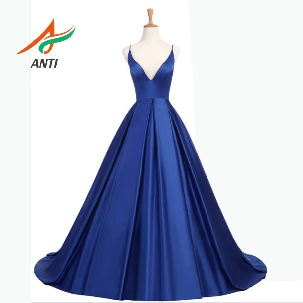 

ANTI Cheap 14 color Sexy V Neck Backless Robe De Soiree 2019 Evening Dresses Long Satin Sleeveless Formal Party Gowns For Woman