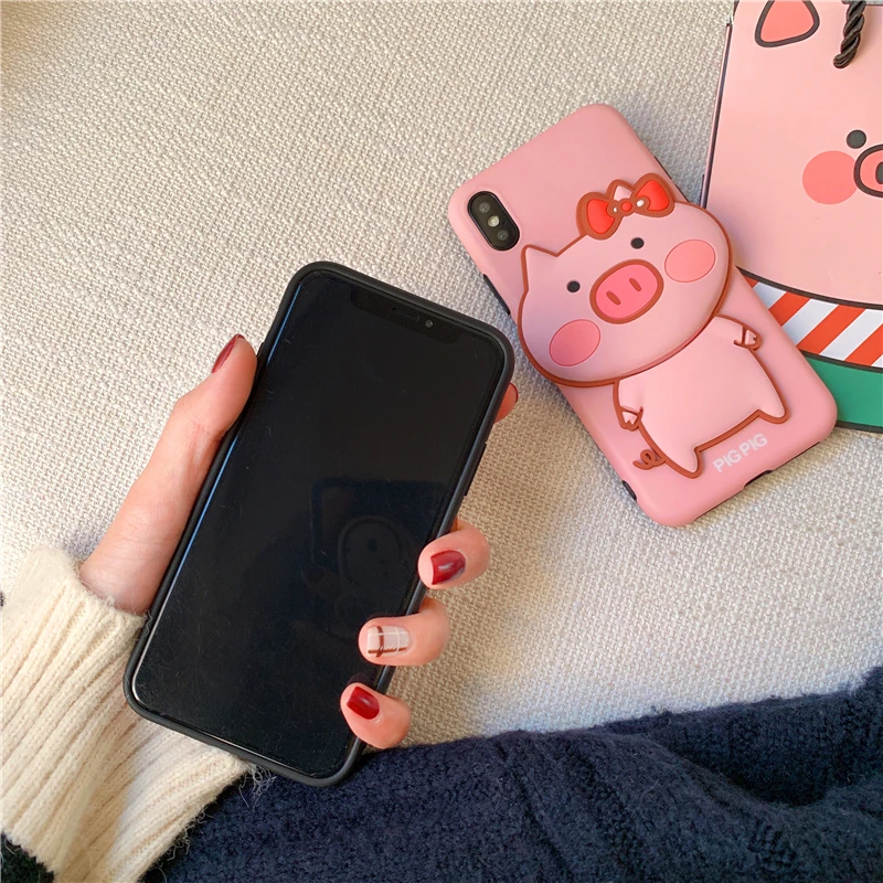 Привлекательный розовый милый 3d чехол для телефона pig Для Apple iphone 6 6s 7 8 Plus X XS XR MAX