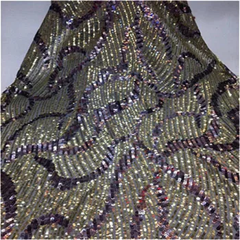

Red Flower Design Sequined Mesh Lace Fabric African Indian Guipure Net Laces 2017 Nigerian Style Wedding Dress Sequins Fabrics