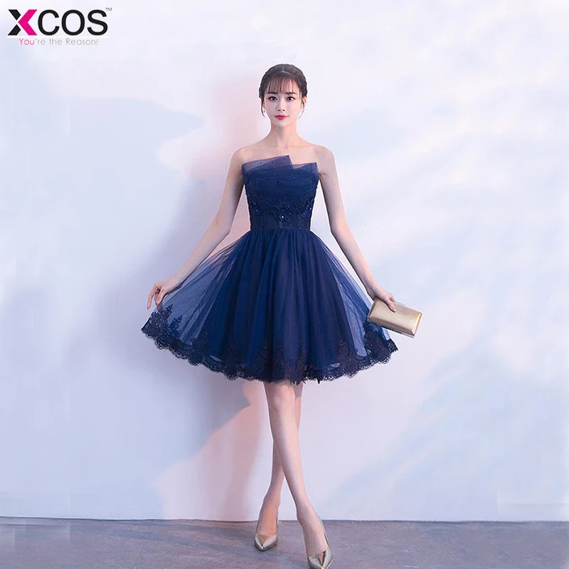 Vestidos graduacion 2018 Дешевые темно синие Бальные платья настоящая фотография Тюль