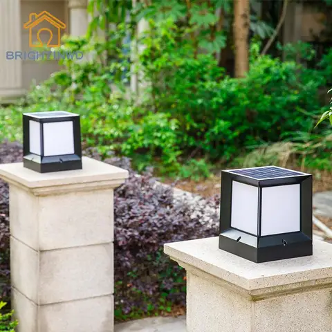 Luzes de Fundição de Alumínio sem Fio à Prova Estigma para Jardim ao ar Coluna Solar Dwireless Água Dupla Cor Led Lâmpada Livre Post Caps