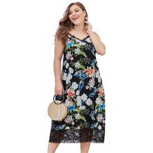 Women Dress Summer Floral Overlap Dress Spaghetti Strap Half Sleeves Floral Print Beach Dress Plus size Women Dress Summer Floral Overlap Dress Spaghetti Strap Half Sleeves Floral Print Beach Dress Plus size