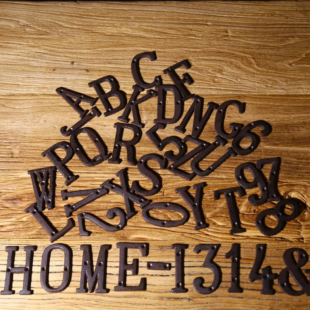 Metal Letters Numbers Cast Iron Decoration House Sign Doorplate DIY Cafe Wall DAG-ship