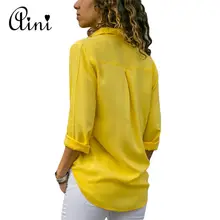 Plus Size Women Tops and Blouses 2018 Autumn Elegant Long Sleeve Solid V-neck OL Chiffon Blouse Female Work Wear Shirts Blouse