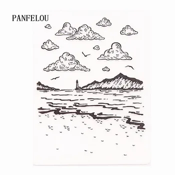 

PANFELOU coast of the beach Embossing folders Plastic For Scrapbooking DIY Template Fondant Cake Photo Album Card Making