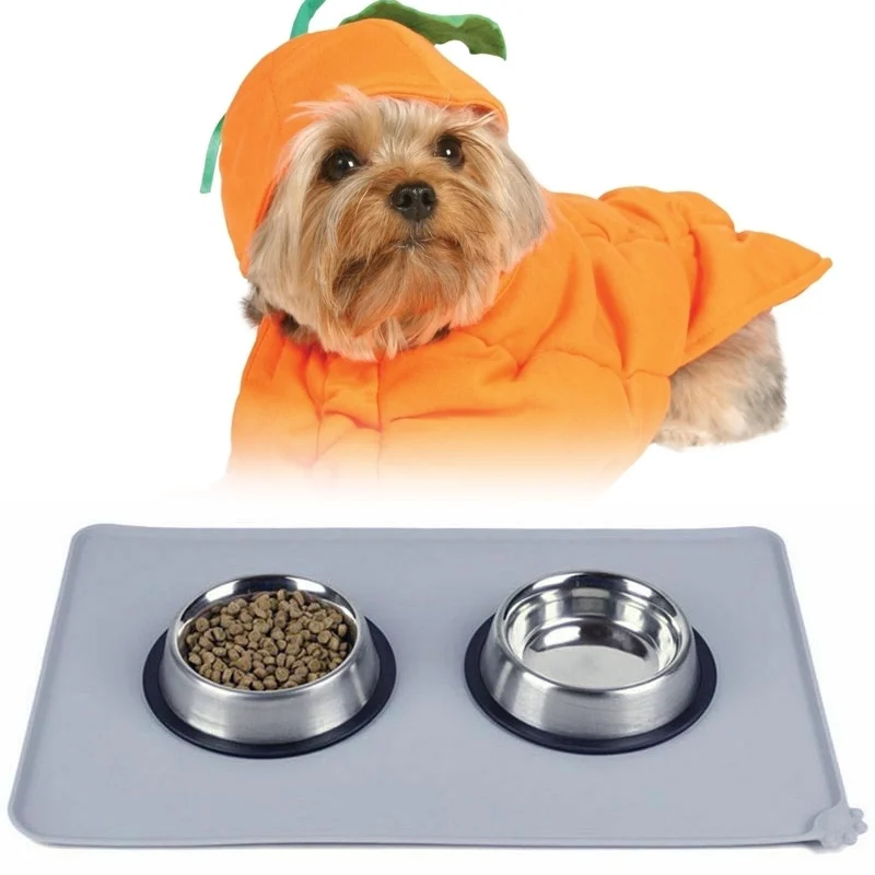 Pet Food Bowl Mat Silicone Waterproof Feeding Mat Dog Cats Non
