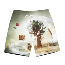 Мужские Пляжные быстросохнущие летние шорты с 3D принтом животных Повседневная Свободная резинка галстук