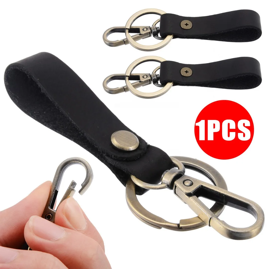 New Key Chain & Leather Belt Key Holder Ring Keychain Keyring Keyfob Detachable Brown / Black For Women Men Gifts