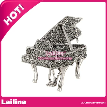 

100pcs/lot Grand Piano Silver-Tone Rhinestone Brooch