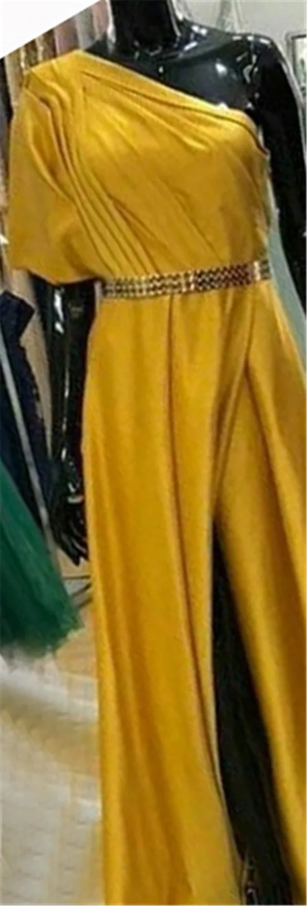 Новейший дизайн Зеленые Вечерние платья на одно плечо атласные А-образные простые Сексуальные вечерние платья Serene Хилл HA2231 - Цвет: yellow