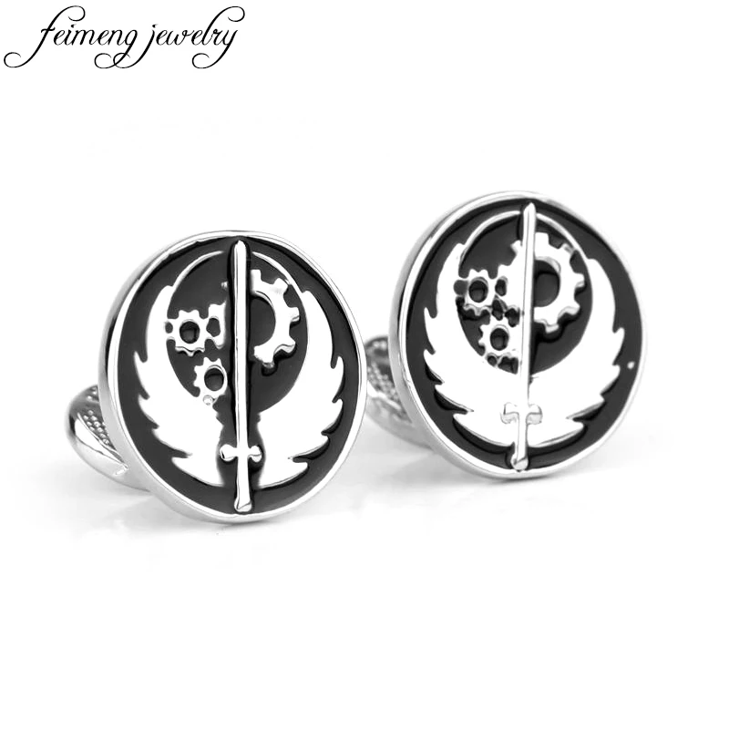 

feimeng jewelry Star Wars Jedi Knight Cufflinks Rebel Alliance Black Enamel Cuff Button Men Fashion Luxury Cuff Links